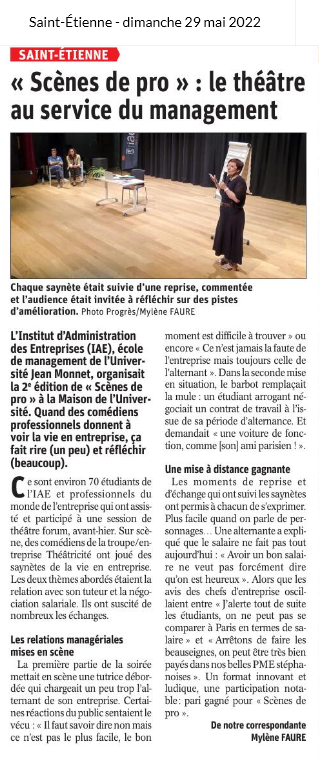Théâtre et management IAE Saint-Étienne Scènes de pro